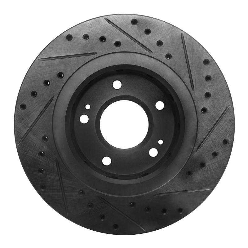 Mitsubishi Outlander PHEV Brake Rotor (1) - Front Left - R1 Concepts - Drilled & Slotted - Black - `05-`22